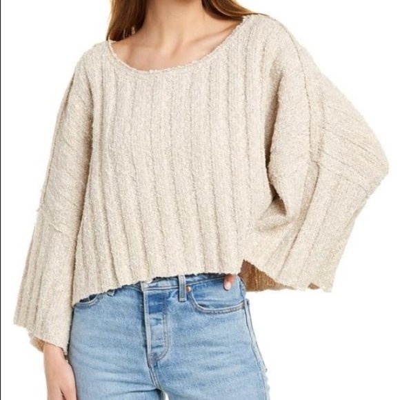 Free People Sweaters - Free People Good Day Cropped Sweater Size Medium in Neutral Oatmeal